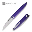 SENCUT Jubil Front Fliper Knife Purple G10 Handle (2.95" Stonewashed D2 Blade) S20029-1