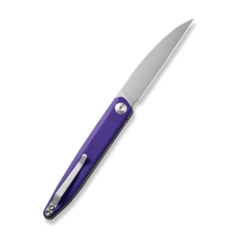 SENCUT Jubil Front Fliper Knife Purple G10 Handle (2.95" Stonewashed D2 Blade) S20029-1