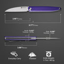 SENCUT Jubil Front Flipper Knife Purple G10 Handle (2.95" Stonewashed D2 Blade) S20029-1