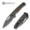 SENCUT Mims Flipper Knife Dark Green Canvas Micarta Handle (3.48" Black Stonewashed 9Cr18MoV Blade) S21013-3