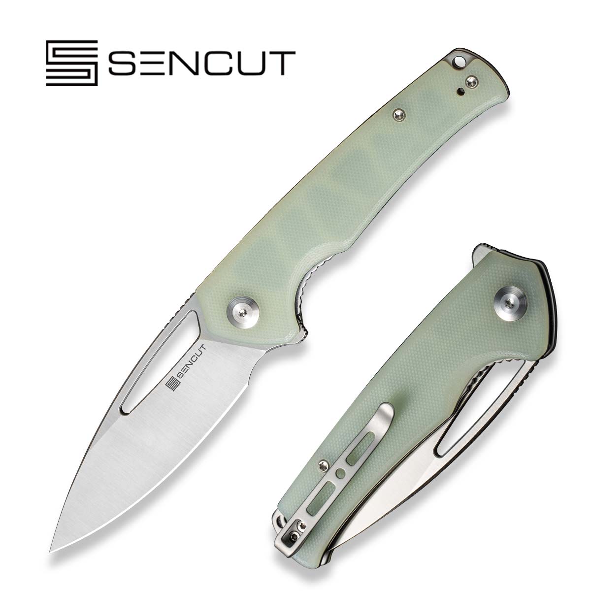 SENCUT Mims New Folding Pocket Knife - Natural G10 Handle, Satin