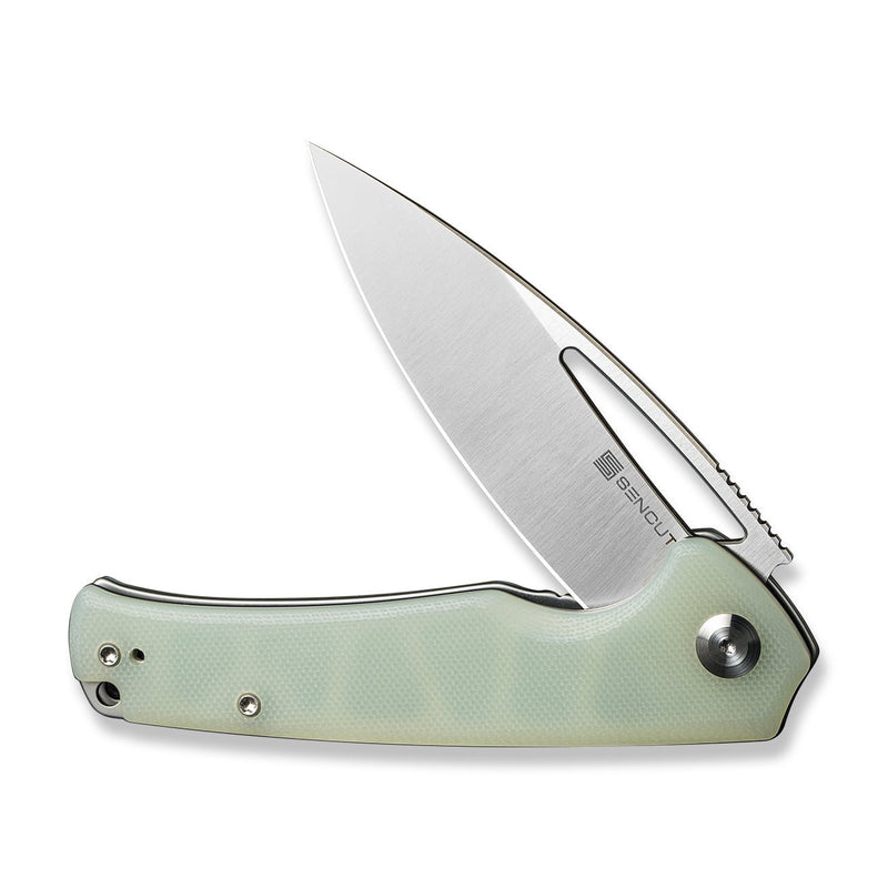 SENCUT Mims Flipper Knife Natural G10 Handle (3.48" Satin Finished 9Cr18MoV Blade) S21013-2