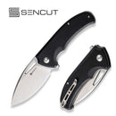 SENCUT Phantara Flipper Knife Black Coarse G10 Handle (3.7" Stonewashed 9Cr18MoV Blade) S23014-1