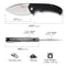 SENCUT Phantara Flipper Knife Black Coarse G10 Handle (3.7" Stonewashed 9Cr18MoV Blade) S23014-1