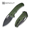 SENCUT Phantara Flipper Knife OD Green Coarse G10 Handle (3.7" Black 9Cr18MoV Blade) S23014-3