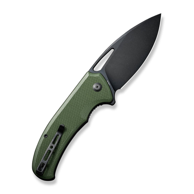 SENCUT Phantara Flipper Knife OD Green Coarse G10 Handle (3.7" Black 9Cr18MoV Blade) S23014-3