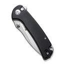 SENCUT Pulsewave Flipper & Thumb Stud & Button Lock Knife Black G10 Handle (3.45" Satin Finished 9Cr18MoV Blade) S23032-1