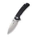 SENCUT Pulsewave Flipper & Thumb Stud & Button Lock Knife Black G10 Handle (3.45" Satin Finished 9Cr18MoV Blade) S23032-1