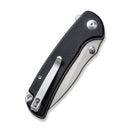 SENCUT Pulsewave Flipper & Thumb Stud & Button Lock Knife Black G10 Handle (3.45" Satin Finished 9Cr18MoV Blade) S23032-1