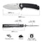 SENCUT Pulsewave Flipper & Thumb Stud & Button Lock Knife Black G10 Handle (3.45" Satin Finished 9Cr18MoV Blade) S23032-1