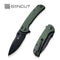 SENCUT Pulsewave Flipper & Thumb Stud & Button Lock Knife Green Canvas Micarta Handle (3.45" Black 9Cr18MoV Blade) S23032-3