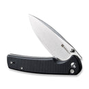 SENCUT Sachse Flipper & Button Lock & Thumb Stud Knife Black G10 Handle (3.47" Satin Finished 9Cr18MoV Blade) S21007-5