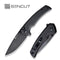 SENCUT Serene Flipper & Button Lock & Thumb Stud Knife Black Aluminum Handle (3.48" Black Stonewashed D2 Blade) S21022B-1