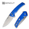 SENCUT Serene Flipper & Button Lock & Thumb Stud Knife Bright Blue Aluminum Handle (3.48" Satin Finished D2 Blade) S21022B-4