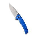 SENCUT Serene Flipper & Button Lock & Thumb Stud Knife Bright Blue Aluminum Handle (3.48" Satin Finished D2 Blade) S21022B-4