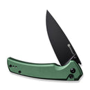 SENCUT Serene Flipper & Button Lock & Thumb Stud Knife Green Aluminum Handle (3.48" Black D2 Blade) S21022B-5