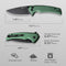 SENCUT Serene Flipper & Button Lock & Thumb Stud Knife Green Aluminum Handle (3.48" Black D2 Blade) S21022B-5