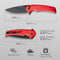 SENCUT Serene Flipper & Button Lock & Thumb Stud Knife Red Aluminum Handle (3.48" Black Stonewashed D2 Blade) S21022B-2