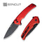 SENCUT Serene Flipper & Button Lock & Thumb Stud Knife Red Aluminum Handle (3.48" Black Stonewashed D2 Blade) S21022B-2