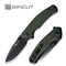 SENCUT Slashkin Flipper & Thumb Stud Knife Green Canvas Micarta Handle (3.48" Black D2 Blade) S20066-3