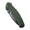 SENCUT Slashkin Flipper & Thumb Stud Knife Green Canvas Micarta Handle (3.48" Black D2 Blade) S20066-3