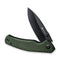 SENCUT Slashkin Flipper & Thumb Stud Knife Green Canvas Micarta Handle (3.48" Black D2 Blade) S20066-3