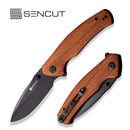 SENCUT Slashkin Flipper & Thumb Stud Knife Guibourtia Wood Handle (3.48" Black D2 Blade) S20066-4