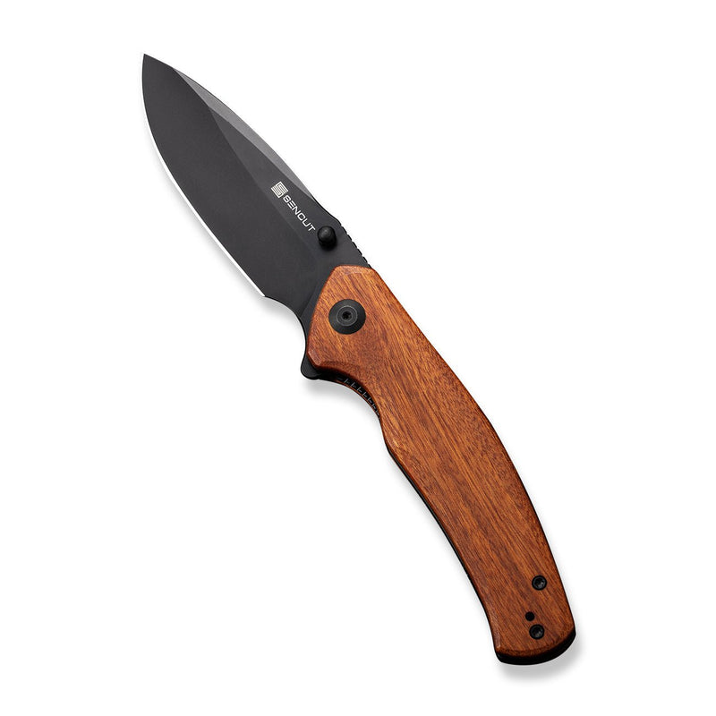 SENCUT Slashkin Flipper & Thumb Stud Knife Guibourtia Wood Handle (3.48" Black D2 Blade) S20066-4