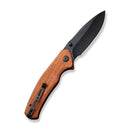 SENCUT Slashkin Flipper & Thumb Stud Knife Guibourtia Wood Handle (3.48" Black D2 Blade) S20066-4