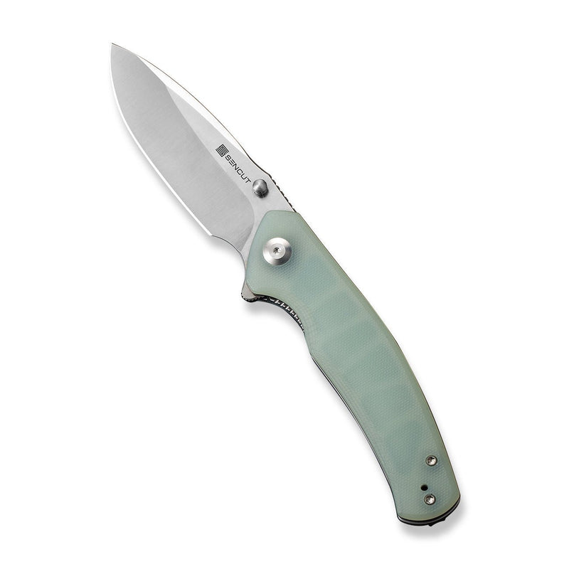 SENCUT Slashkin Flipper & Thumb Stud Knife Natural G10 Handle (3.48" Satin Finished D2 Blade) S20066-2