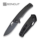 SENCUT Vesperon Flipper & Manual Thumb Knife Black Canvas Micarta Handle (3.35" Black 9Cr18MoV Blade) S20065-3