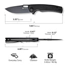 SENCUT Vesperon Flipper & Manual Thumb Knife Black Canvas Micarta Handle (3.35" Black 9Cr18MoV Blade) S20065-3