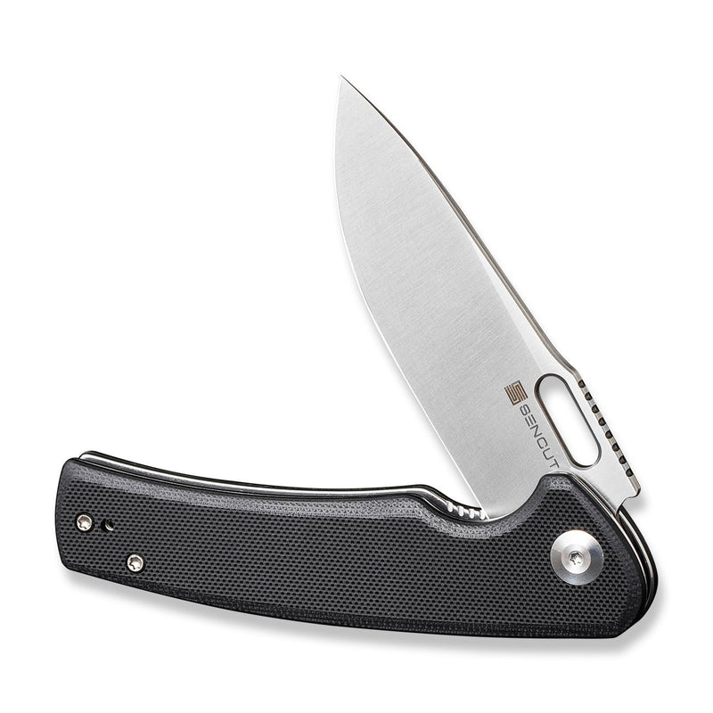 SENCUT Vesperon Flipper & Manual Thumb Knife Black G10 Handle (3.35" Satin Finished 9Cr18MoV Blade) S20065-1