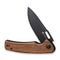 SENCUT Vesperon Flipper & Manual Thumb Knife Guibourtia Wood Handle (3.35" Black 9Cr18MoV Blade) S20065-4