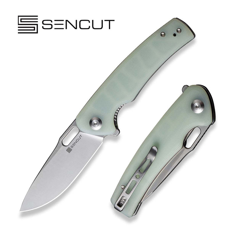 SENCUT Vesperon Flipper & Manual Thumb Knife Natural G10 Handle (3.35" Satin Finished 9Cr18MoV Blade) S20065-2
